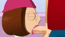 Lois kniet vor Peter und saugt hingebungsvoll an seinem harten Schwanz